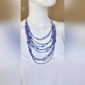 Elegant Blue Beaded Necklace